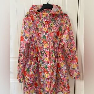 Floral Women's Trench Coat - Pink and Red